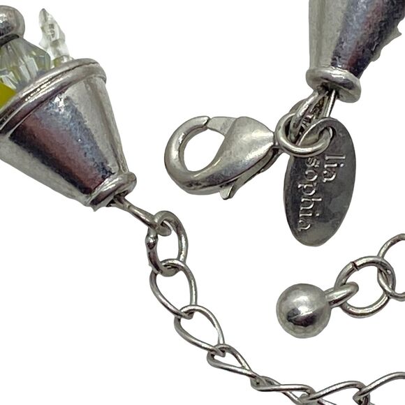 Lia Sophia Necklace Womens Silver Tone Three Strand Stone Crystal Shell Beaded - Picture 6 of 16